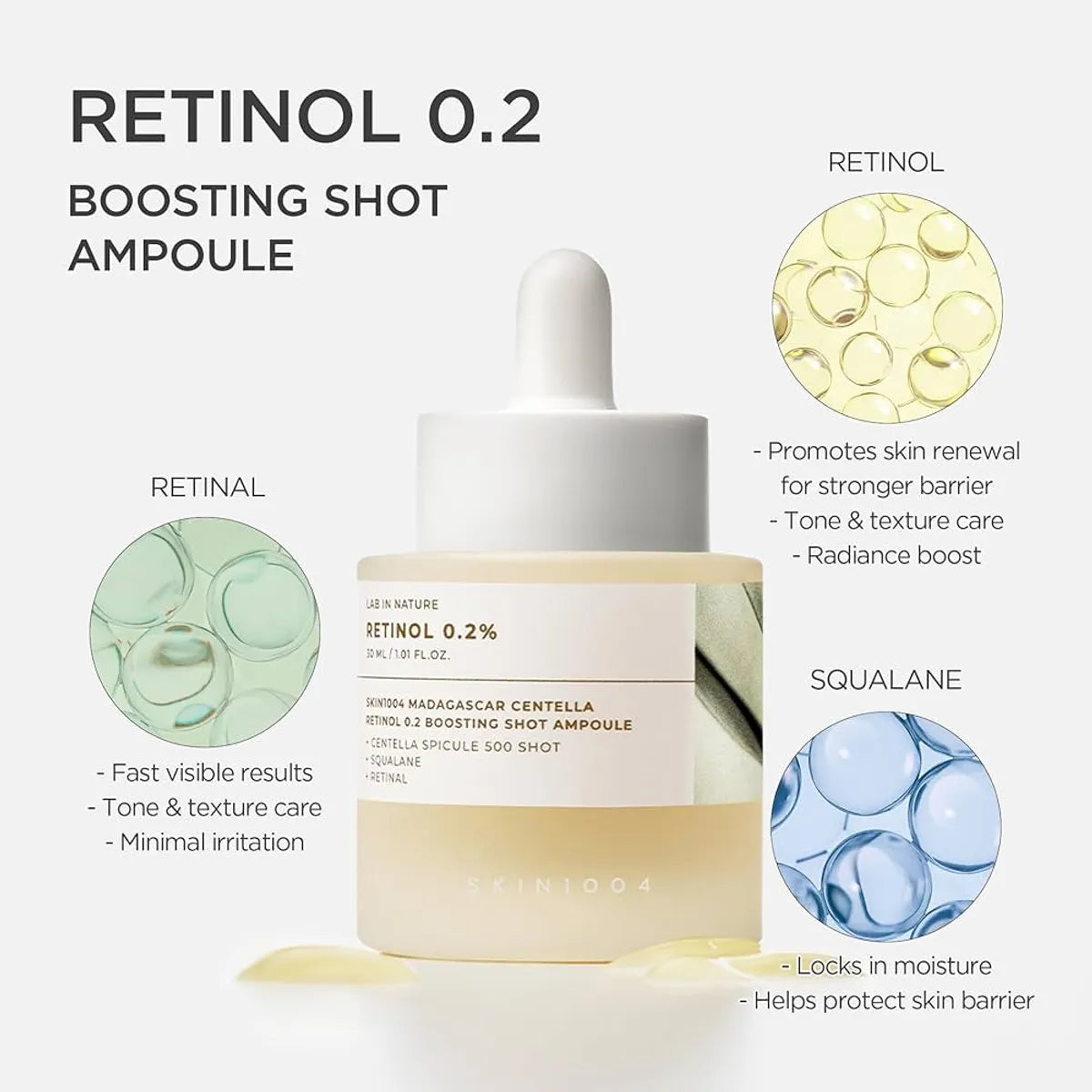Serum antiedad con centella asiática y microagujas 02% retinol SKIN1004