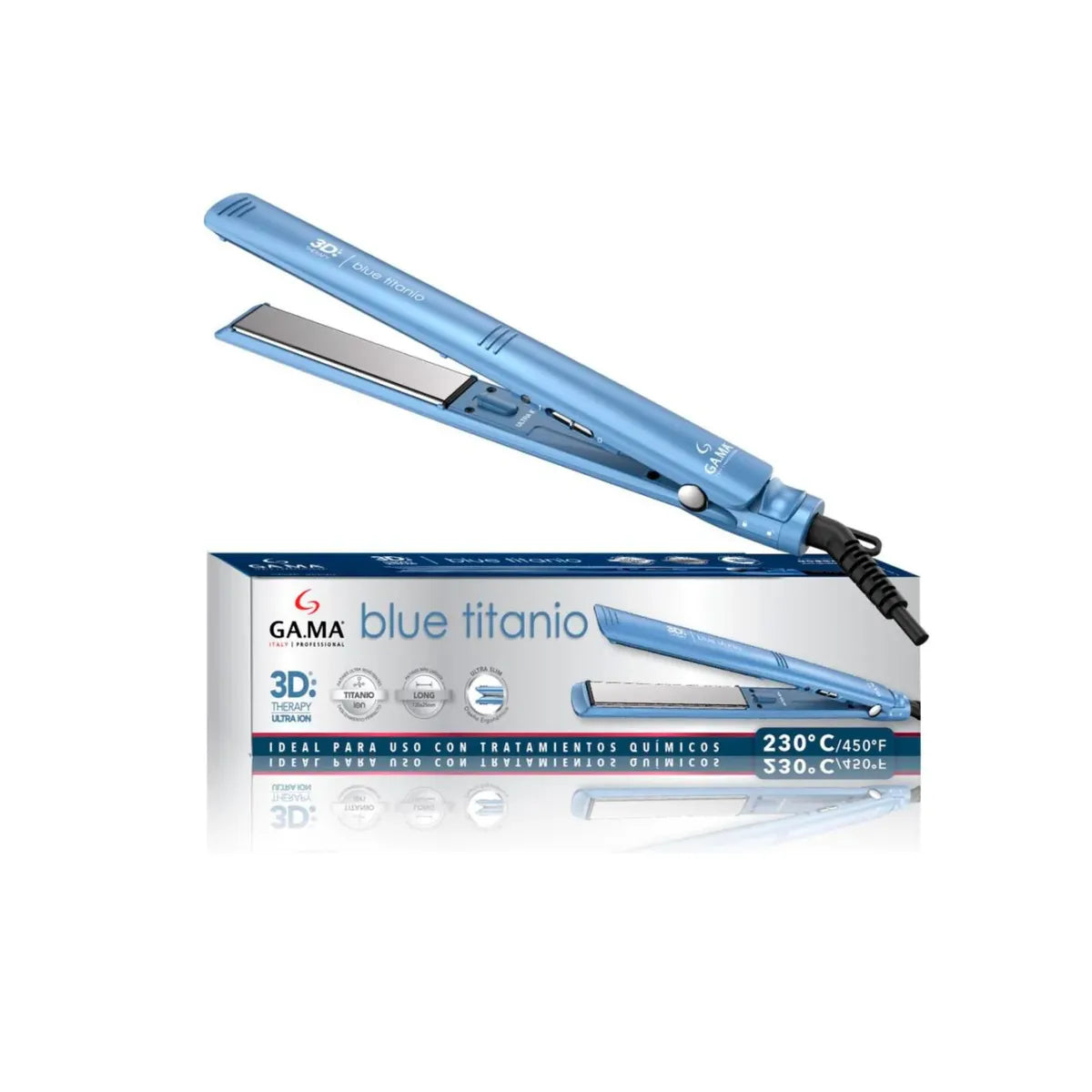 Plancha Alisadora Gama Elegance Blue Titanio 3D Ultra ION